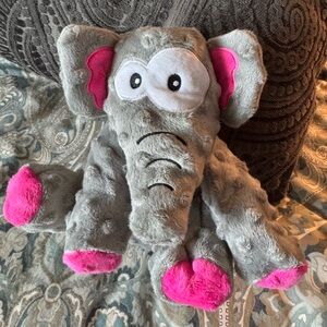 Gray and Pink Elephant and Reindeer Dog Toys